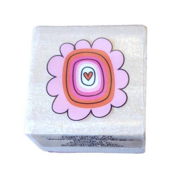 Love Flower Valentines Studio G Pink Light Wood Mounted Rubber Stamp Hampton Art - Picture 1 of 8